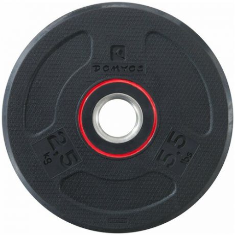 Обрезиненный диск для силовых тренировок 28 мм, 2,5 кг DOMYOS X Decathlon