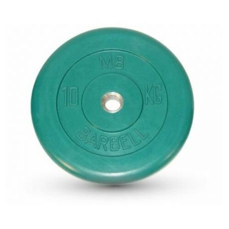 Диск обрезиненный MB Barbell d 26 мм цветной 10,0 кг (зелёный)