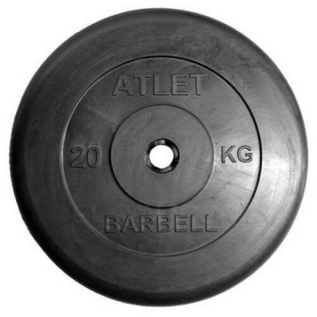 Диск обрезиненный MB Barbell d 31 мм чёрный 20,0 кг Atlet MB-AtletB31-20