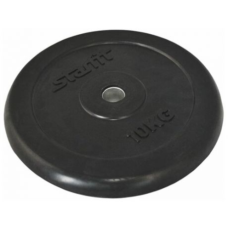 Диск STARFIT BB-202 10 кг, d=26 мм, стальная втулка, черный,обрезиненный