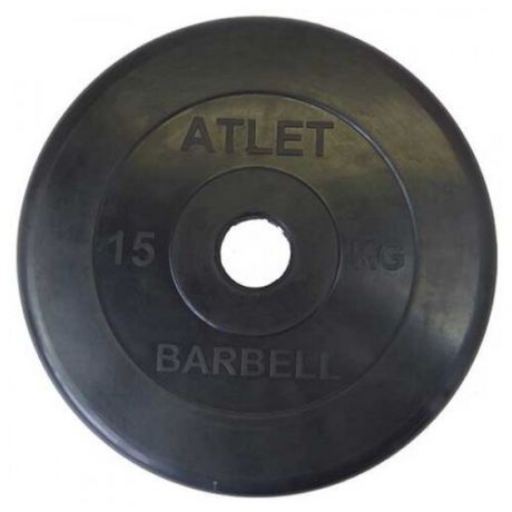 Диск MB BARBELL Barbell обрезиненный диаметр 51 мм, 15 кг, черный