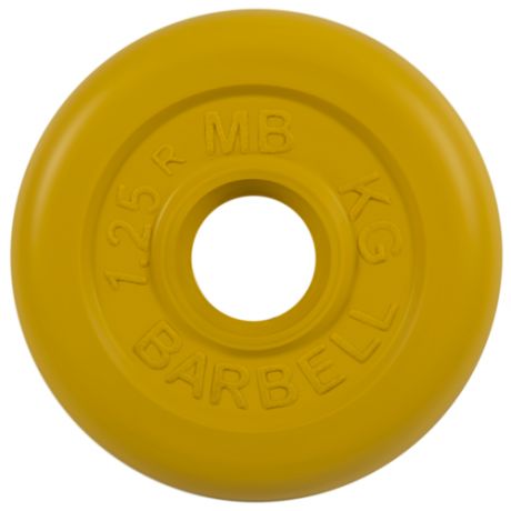 Диск MB BARBELL d 31 мм обрезиненный, цветной 1,25 кг (жёлтый)
