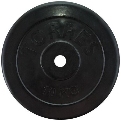 Диск TORRES обрезиненный 10 кг арт.PL507110, d.25мм, металл в рез. оболочке, чёрный