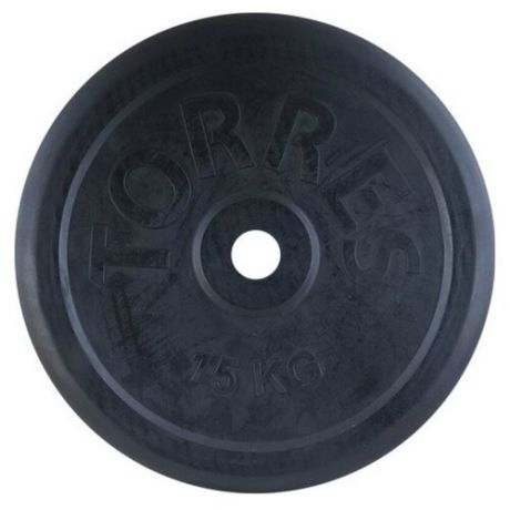 Диск TORRES обрезиненный 15 кг арт.PL507215, d.25мм, металл в резиновой оболочке, черный