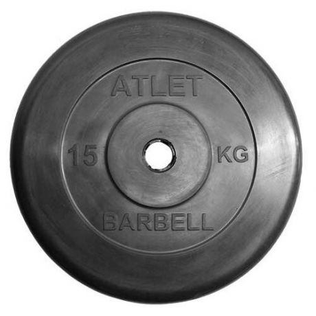 Диск MB BARBELL Barbell обрезиненный, диаметр 31 мм, 15 кг, черный