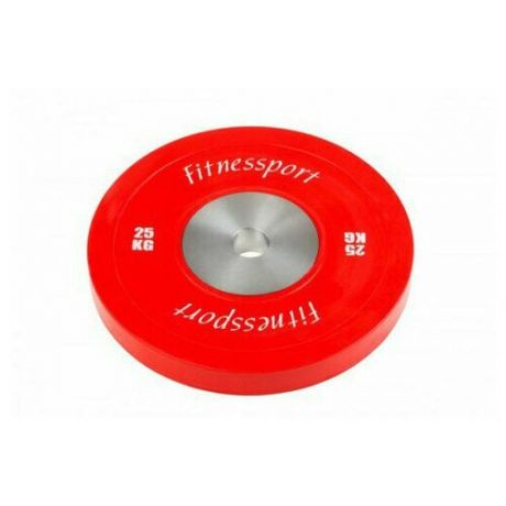 Бамперный диск для кроссфита Fitnessport (красный) 25 кг.