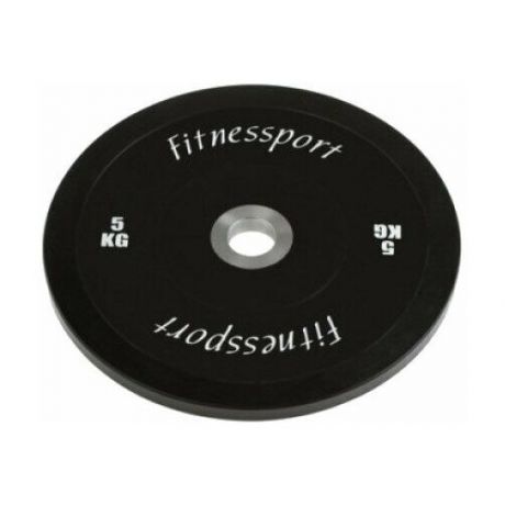 Бамперный диск для кроссфита Fitnessport (черный) 5 кг.