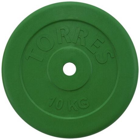 Диск обрезиненный TORRES PL504110, вес 10кг диаметр 25мм.