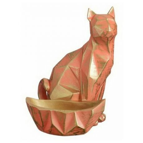 Подставка универсальная "Кот полигональный" розовый с золотом, 29х23х20см
