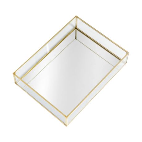 Подставка интерьерная стекло с зеркалом "Прямоугольная" 4,5х15х20 см