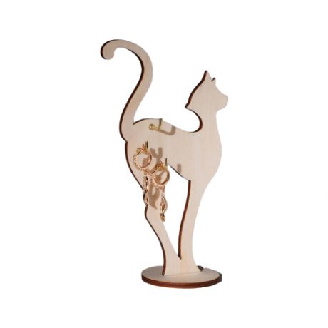Подставка для украшений "Кошка" 15*5, 3 крючка, толщина 4мм, цвет бежевый