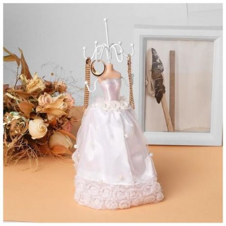 Подставка для украшений "Силуэт девушки в платье" свадьба, h=26.5, цвет белый