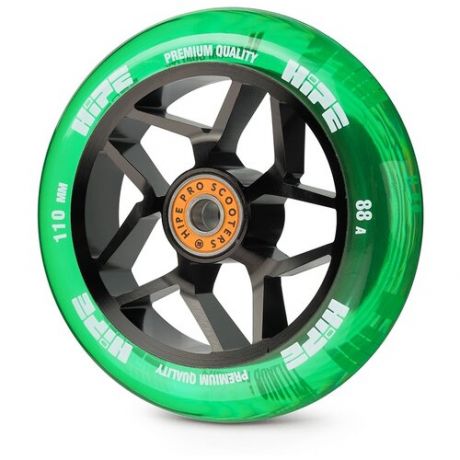 Колесо для самоката Hipe H01A 110 мм black/transparent green