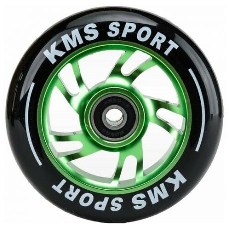 Колесо для трюкового самоката KMS Sport 100мм, зеленый/черный с подшипниками5401)