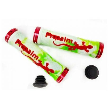 Грипсы 2шт - Propalm - Special Edition - Длина:130mm (универсальные детские)для детского велосипеда - беговела - самоката - ручки - зелёное- белый / Кольцо: Красное