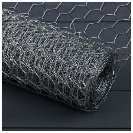 Сетка оцинкованная, плетёная, 0,5 × 10 м, ячейка 25 × 25 мм, d = 1 мм, металл