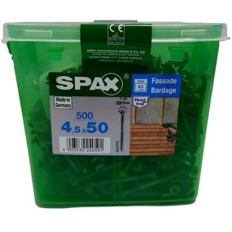 Spax для фасадов 4,5x50 мм 4547000450509 (500 шт/упак - двойная резьба, A2