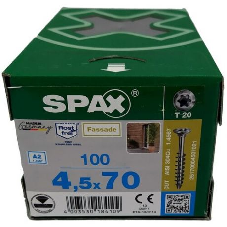 Spax для фасадов 4,5x70 мм 25170004507021 (100 шт/упак нержавейка A2