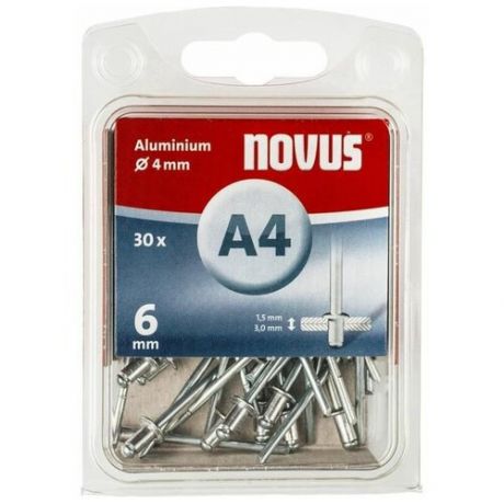 Алюминиевые вытяжные заклепки NOVUS Алюминиевые вытяжные заклепки A4х6 мм 30 шт.