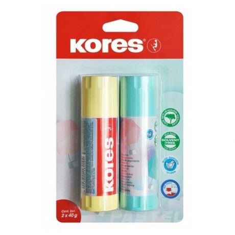Клей-карандаш Kores Pastel 40 г (2 штуки в упаковке), 1226621