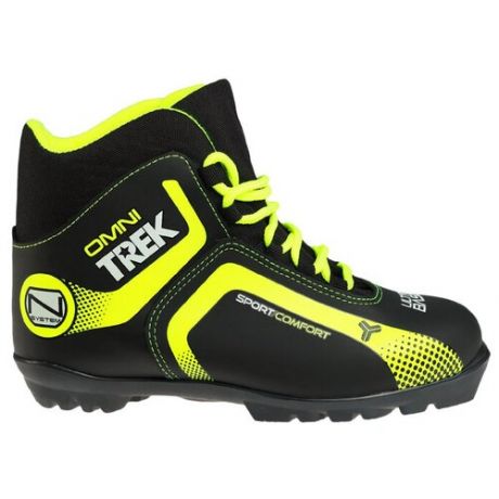 Trek Ботинки лыжные TREK Omni 1 NNN ИК, цвет чёрный, лого лайм неон, размер 42