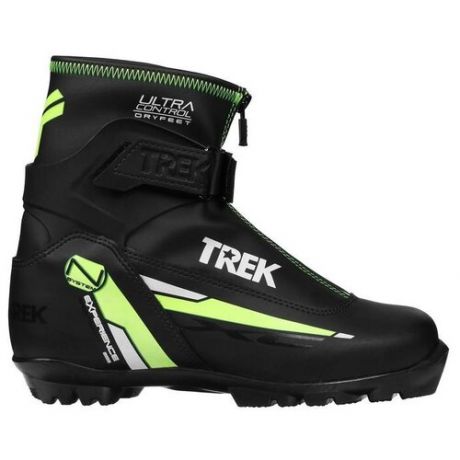 Trek Ботинки лыжные TREK Experience 1 NNN ИК, цвет чёрный, лого зелёный неон, размер 42
