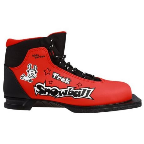 Ботинки лыжные TREK Snowball NN75 ИК, цвет красный, лого чёрный, размер 30