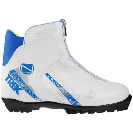 Ботинки лыжные TREK Olimpia NNN ИК, цвет белый, лого синий, размер 33