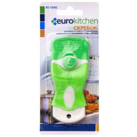 Скребок Eurokitchen для чистки стеклокерамики, белый/салатовый