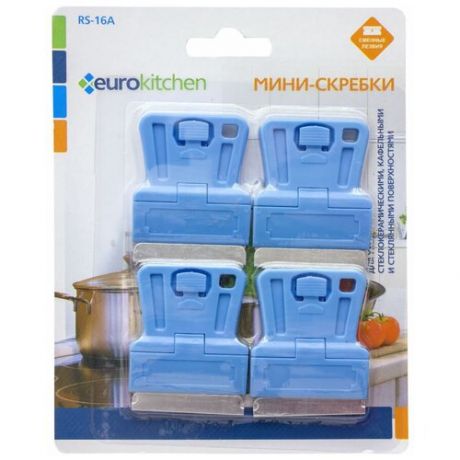 Набор скребков Eurokitchen для чистки стеклокерамики, голубой