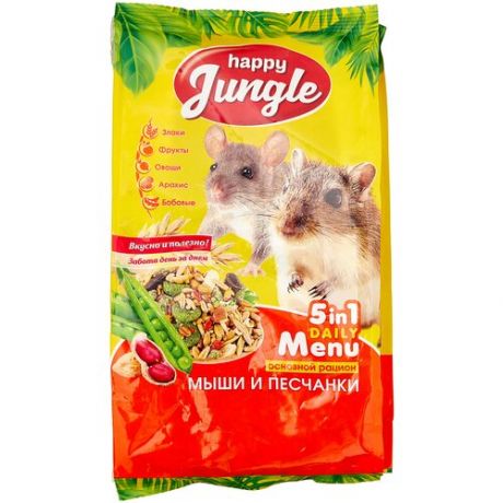 Корм для мышей и песчанок Happy Jungle 5 in 1 Daily Menu Основной рацион 400 г