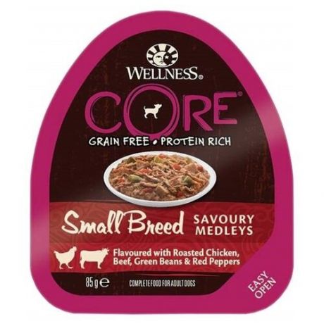 Wellness Core влажный корм для взрослых собак малых пород, попурри из курочки и говядины 90 гр (18 шт)