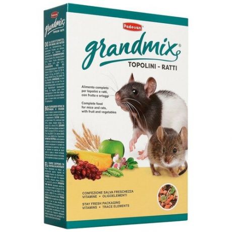 Padovan Grandmix Topolini E Ratti корм комплексный/основной для взрослых мышей и крыс 400 г
