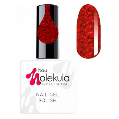 Nails Molekula Professional Гель-лак Glitters collection, 10.5 мл, 11 г, 077 красный с мерцанием