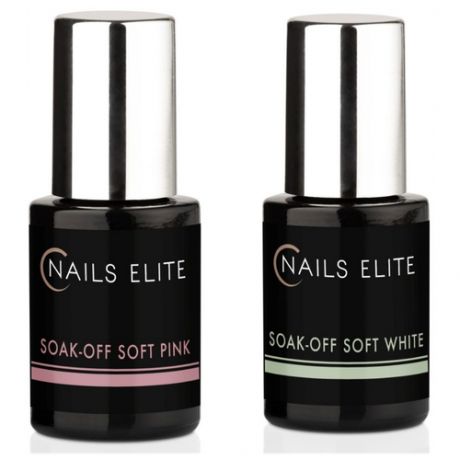Nails Elite базовое покрытие набор Soak Off Soft White + Soak Off Soft Pink, белый/розовый, 15 мл