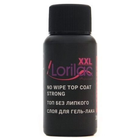 Lorilac Верхнее покрытие No wipe top coat strong, прозрачная, 30 мл