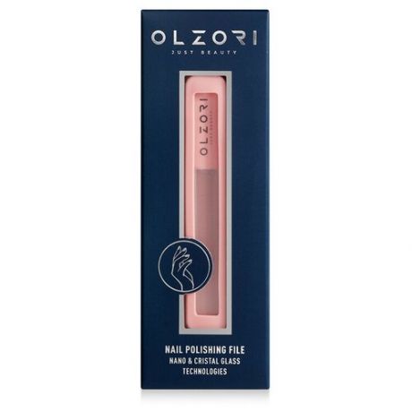 OLZORI Пилка для ногтей полировочная с эффектом нанесения лака VirGo Nail 01, стеклянная, лазерное нанопокрытие, чехол, подарочная упаковка