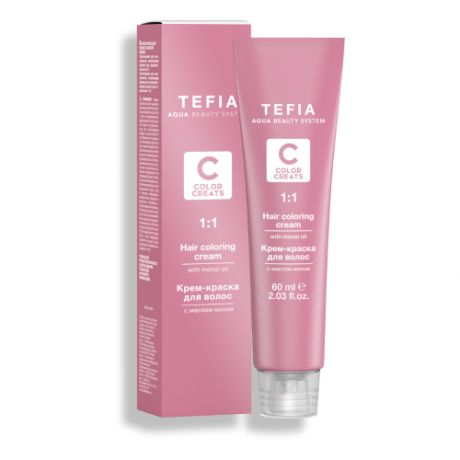 Tefia Color Creats крем-краска для волос Hair Coloring Cream with Monoi Oil, Т 9.85 Тонер розовый жемчуг, 60 мл