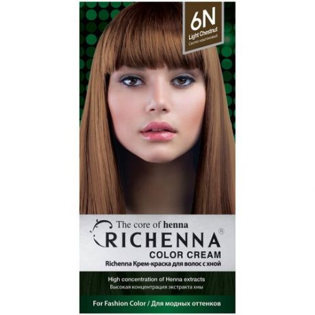 Richenna Крем-краска для волос с хной, 6MB mahogany
