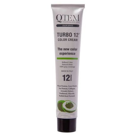 QTEM перманентный краситель Turbo 12 Color Cream с восстанавливающими активами, 11.12 Суперплатина жемчужный блонд, 100 мл
