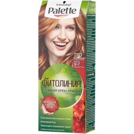 Palette Фитолиния Стойкая крем-краска для волос, 390 светлая медь, 110 мл