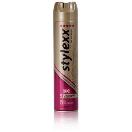 Stylexx Лак для укладки волос Блеск и фиксация, экстрасильная фиксация, 250 мл