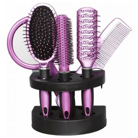 Набор профессиональных расчесок для волос (гребень + зеркало + держатель для хранения), аксессуары для укладки волос, 5 шт, розовый