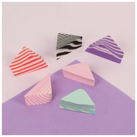 Набор спонжей для макияжа «Треугольники», 6 шт, цвет микс