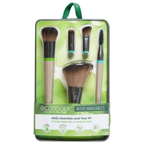 Набор кистей для макияжа (5 сменных насадок и 2 ручки) EcoTools Interchangeables Daily Essentials To