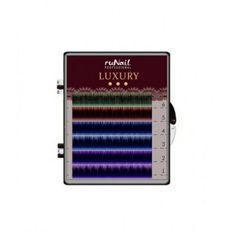 RuNail, Luxury - ресницы для наращивания (Ø 0,15 мм, №12, Mix С (зеленый, красный, синий, фиолетовый