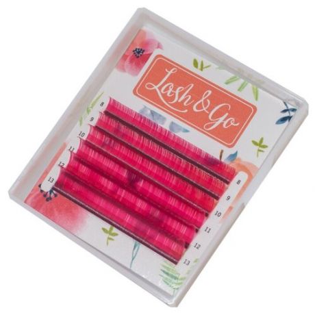 Lash&Go Цветные ресницы для наращивания Розовый C/0,10/7-12 mm (6 линий)/ Цветные ресницы для наращивания Лэш энд Гоу