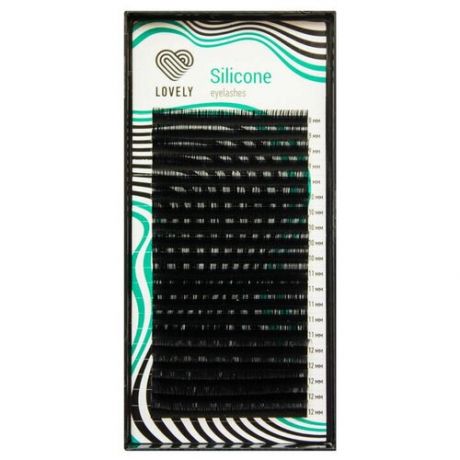 LOVELY Черные ресницы для наращивания Silicone 0,10 / D / 13 мм / Ресницы Лавли Силикон 0.10 Д 13мм