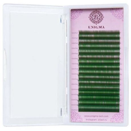 ENIGMA Ресницы для наращивания микс Зеленые L/0,10/6-13 mm (16 линий)/ Ресницы для наращивания Энигма L/0,10/6-13 mm