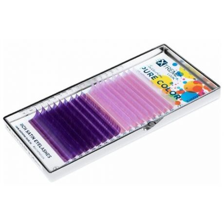 Extrem Look Ресницы цветные Pure Color светло- фиолетовый+фиолетовый D/ 0,07/ 8-14 (18 линий) / Ресницы для наращивания цветные Экстрим Лук